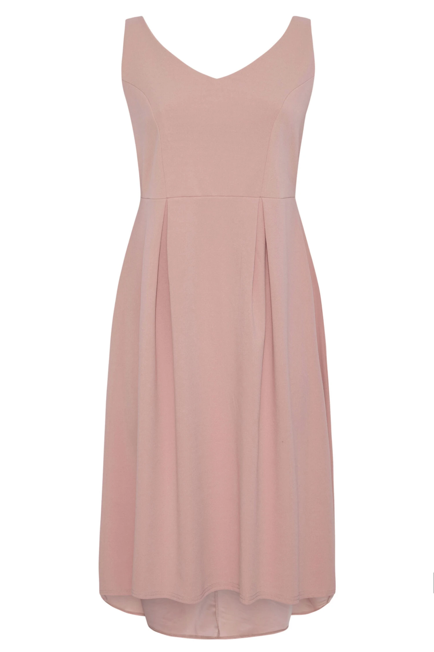 YOURS LONDON Curve Pink High Low Pleated Midi Dress 4 YOURS LONDON Curve Pink High Low Pleated Midi Dress - Image 4