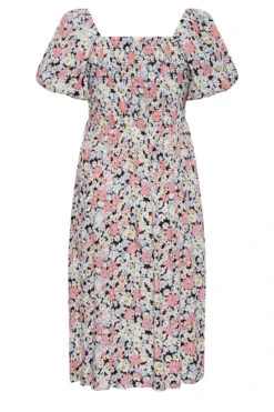 BUMP IT UP MATERNITY Curve Pink Floral Shirred Dress -Saga Dresses Shop ee9f86bd d11c 4b 158402 Y