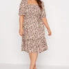 YOURS LONDON Curve Pink Ditsy Print Square Neck Dress