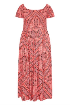 YOURS Curve Pink Paisley Print Bardot Maxi Dress 10 YOURS Curve Pink Paisley Print Bardot Maxi Dress -Saga Dresses Shop f02d1dc6 e802 4a 137106 X