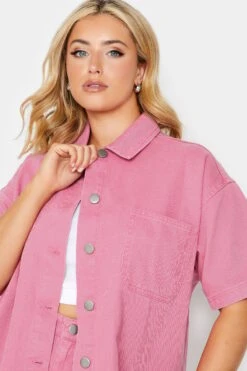 YOURS Curve Pink Denim Shirt 8 YOURS Curve Pink Denim Shirt -Saga Dresses Shop f0b3e76f 44f6 4e 120752 D