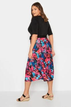 YOURS LONDON Curve Black Tropical Print Wrap Dress -Saga Dresses Shop f0e631bb f5a6 4d 162220 D