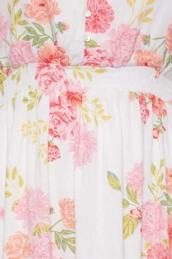 YOURS Curve White Floral Print Dipped Hem Midi Dress -Saga Dresses Shop f0eff685 5539 45 137329 Z