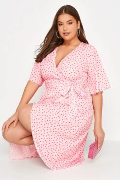 YOURS LONDON Curve Pink Polka Dot Midi Wrap Dress 8 YOURS LONDON Curve Pink Polka Dot Midi Wrap Dress -Saga Dresses Shop f1489d5e fc64 4a 161732 D