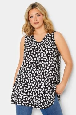 YOURS 2 PACK Curve Black & White Pleat Front Vest Tops