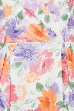 YOURS PETITE Curve White Floral Dipped Hem Midi Dress -Saga Dresses Shop f1de9476 fb36 4d 174554 Z