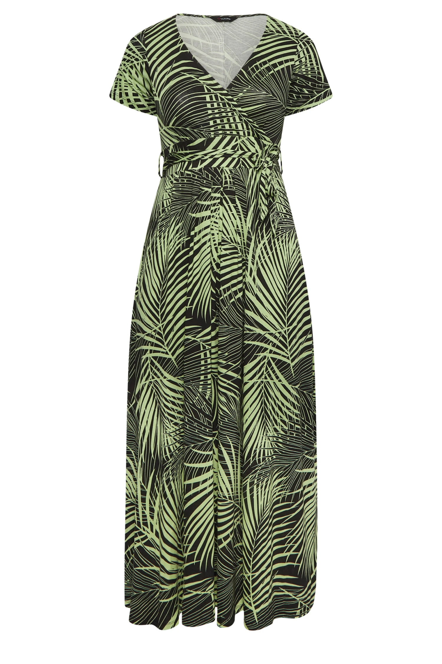 YOURS Curve Green Leaf Print Wrap Maxi Dress 5 YOURS Curve Green Leaf Print Wrap Maxi Dress - Image 5