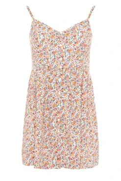 YOURS Curve White Floral Peplum Cami Top -Saga Dresses Shop f2a88c5b 22ae 4f 131267 F