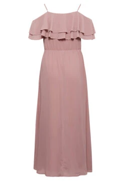 YOURS LONDON Curve Pink Bardot Ruffle Maxi Dress -Saga Dresses Shop f3137cc3 dd81 49 161880 Y