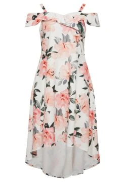 YOURS LONDON Curve White & Pink Floral Bardot Midi Dress -Saga Dresses Shop f3cb6224 c8ac 4a 162216 X