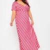 YOURS Curve Pink Stripe Swing Maxi Dress