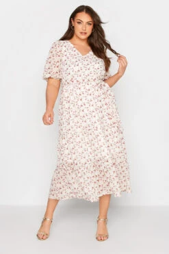 YOURS LONDON Curve White Ditsy Smock Maxi Dress