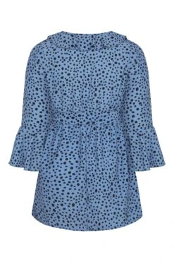 YOURS LONDON Curve Blue Dalmatian Ruffle Wrap Top -Saga Dresses Shop f5954340 66c1 41 161499 Y