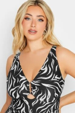 YOURS Curve Black Animal Print Buckle Tummy Control Swimsuit -Saga Dresses Shop f5d5b5e7 a62c 45 150273 D
