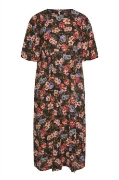 YOURS Curve Black Floral Print Side Split Midi Dress 10 YOURS Curve Black Floral Print Side Split Midi Dress -Saga Dresses Shop f67f393f 4846 45 173813 X