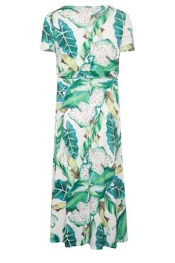 YOURS Curve White Leaf Print Maxi Wrap Dress -Saga Dresses Shop f766cfd2 0b06 46 302163 Y