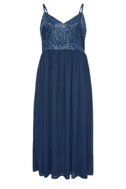 LUXE Curve Navy Blue Sequin Embellished Sleeveless Maxi Dress 10 LUXE Curve Navy Blue Sequin Embellished Sleeveless Maxi Dress -Saga Dresses Shop f7a37d70 5354 44 161995 X