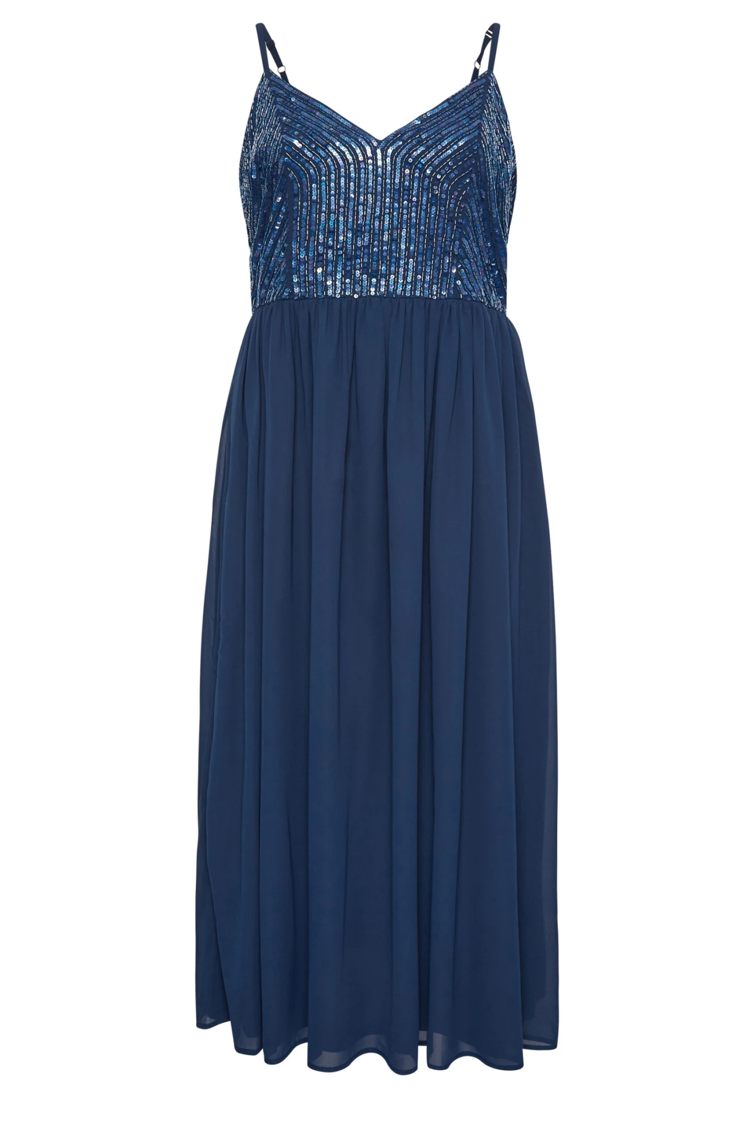 LUXE Curve Navy Blue Sequin Embellished Sleeveless Maxi Dress 5 LUXE Curve Navy Blue Sequin Embellished Sleeveless Maxi Dress - Image 5
