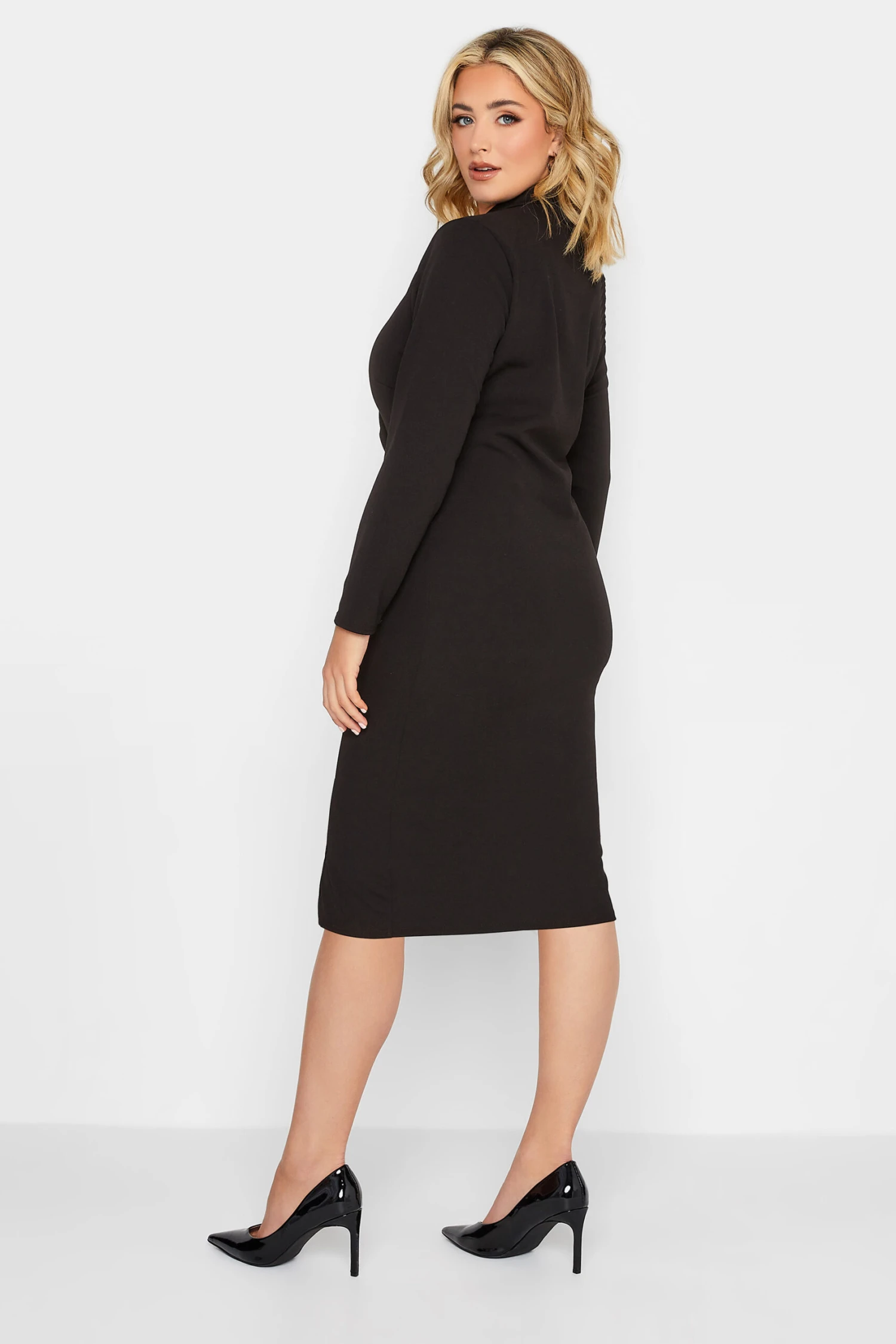 YOURS PETITE Curve Black Scuba Blazer Dress 2 YOURS PETITE Curve Black Scuba Blazer Dress - Image 2