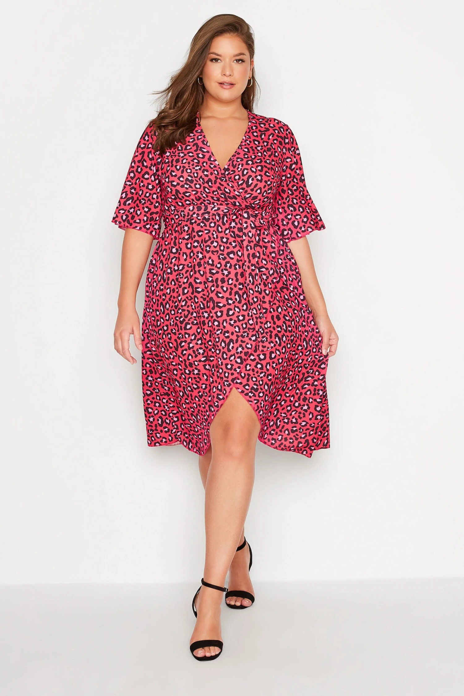 YOURS LONDON Curve Red Leopard Print Midi Wrap Dress 1 YOURS LONDON Curve Red Leopard Print Midi Wrap Dress
