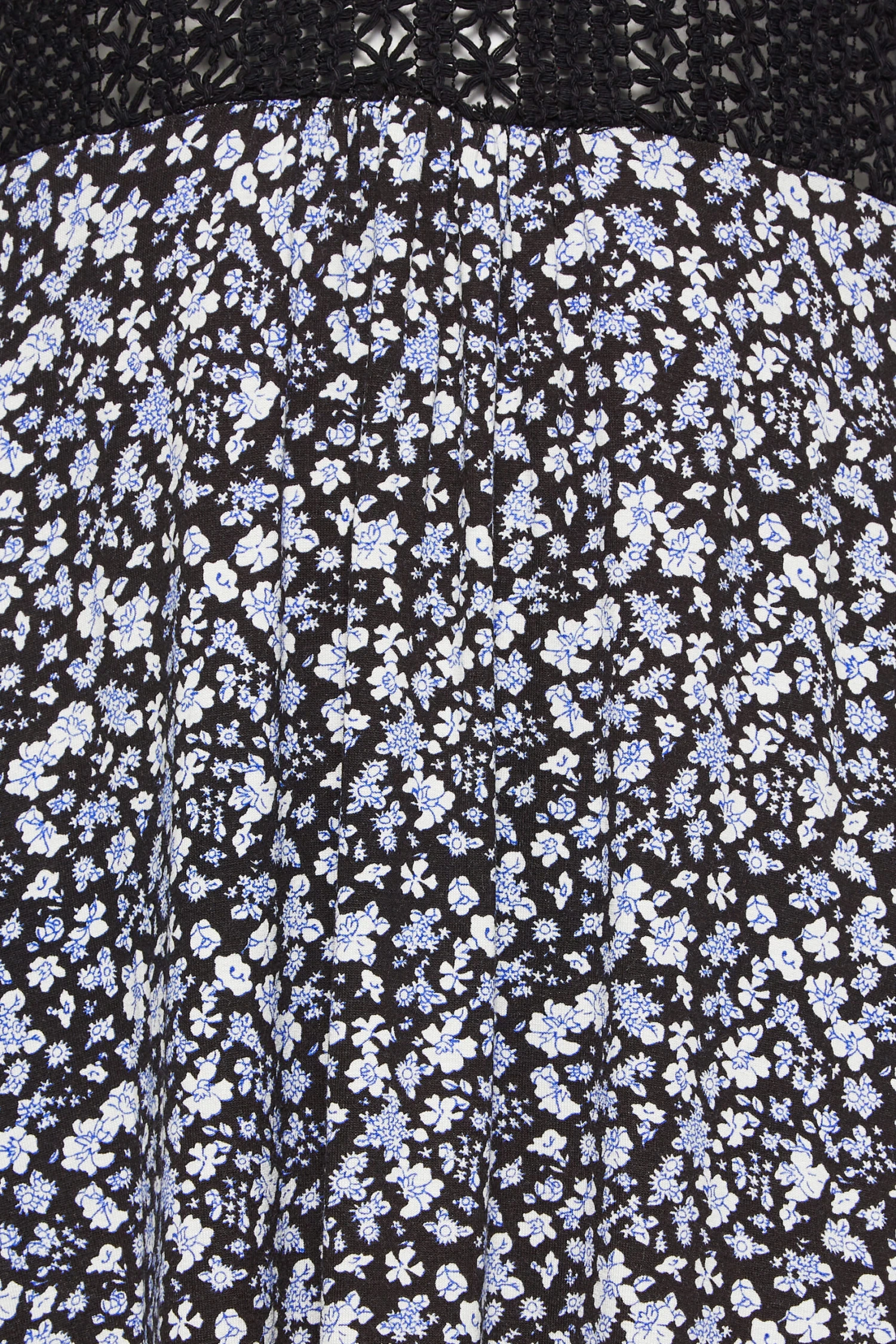 YOURS Curve Black Ditsy Print Lace Detail Dress 4 YOURS Curve Black Ditsy Print Lace Detail Dress - Image 4