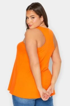 LIMITED COLLECTION Curve Orange Ribbed Racer Cami Vest Top -Saga Dresses Shop f9f85272 1e74 4f 215688 A