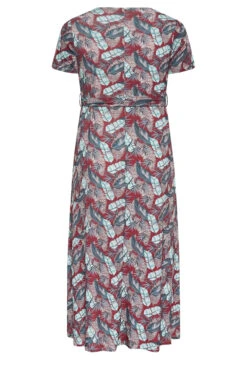YOURS Curve Red Leaf Print Maxi Wrap Dress -Saga Dresses Shop faf37c85 ffbe 47 302158 Y
