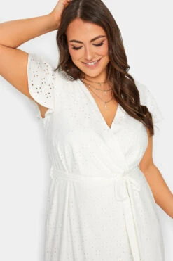 YOURS Curve White Broderie Anglaise Maxi Dress -Saga Dresses Shop fb54459a c318 42 137538 D