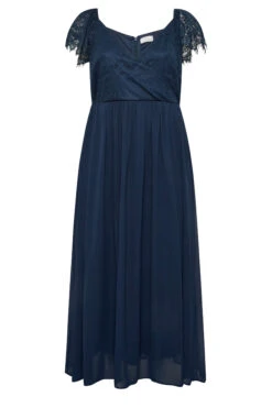 YOURS LONDON Curve Navy Blue Lace Detail Wrap Maxi Dress 12 YOURS LONDON Curve Navy Blue Lace Detail Wrap Maxi Dress -Saga Dresses Shop fbf64836 1f22 47 161893 X