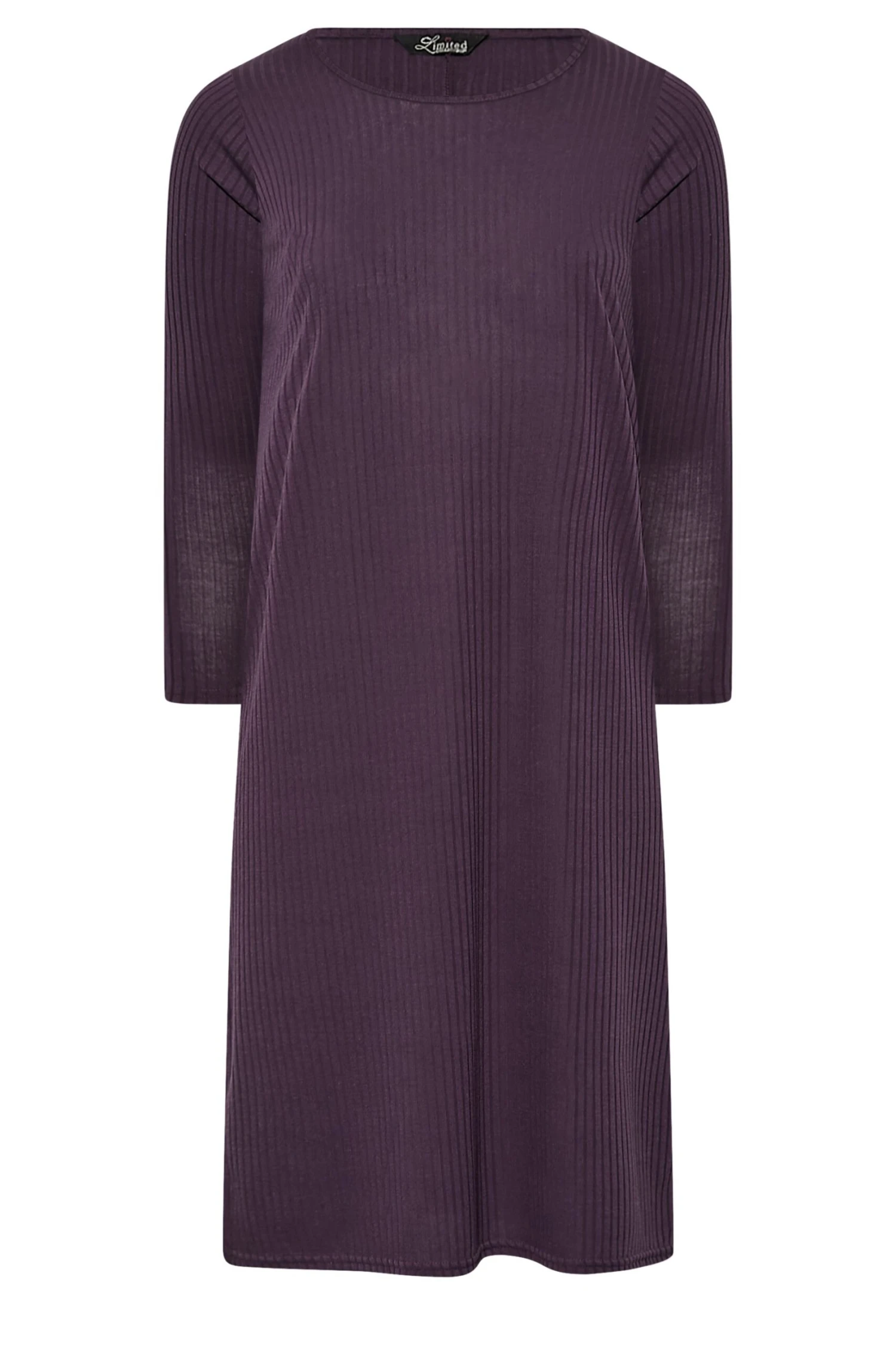 LIMITED COLLECTION Curve Purple Ribbed Dress 5 LIMITED COLLECTION Curve Purple Ribbed Dress - Image 5