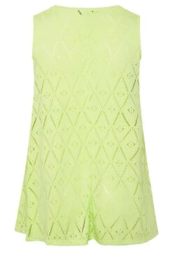 YOURS Curve Lime Green Broderie Anglaise Swing Vest Top -Saga Dresses Shop fc2b6273 3638 4c 320728 Y
