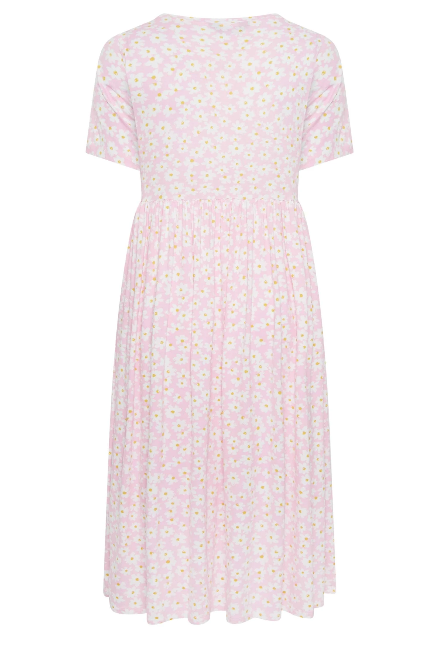 YOURS Curve Light Pink Daisy Print Smock Dress 6 YOURS Curve Light Pink Daisy Print Smock Dress - Image 6