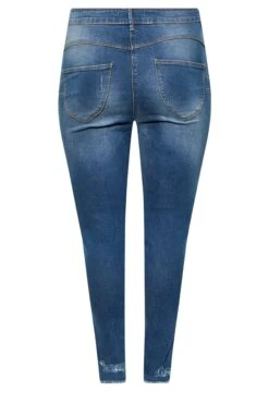 YOURS Curve Blue Distressed AVA Lift And Shape Stretch Skinny Jeans -Saga Dresses Shop fc426e28 fa3e 4d 143014 Y