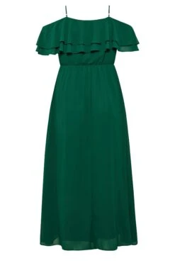 YOURS LONDON Curve Forest Green Bardot Ruffle Maxi Dress -Saga Dresses Shop fc604033 c490 43 161882 Y