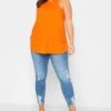 LIMITED COLLECTION Curve Orange Ribbed Racer Cami Vest Top