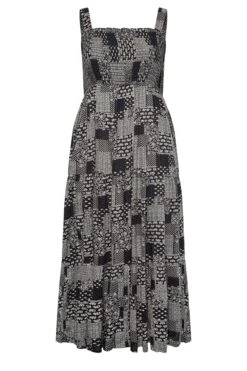 YOURS Curve Black Patchwork Print Shirred Strappy Sundress 10 YOURS Curve Black Patchwork Print Shirred Strappy Sundress -Saga Dresses Shop fc6ff098 6651 4f 137463 X
