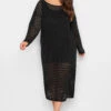 YOURS Curve Black Crochet Midaxi Dress