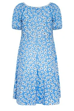 YOURS PETITE Curve Blue Daisy Print Ruched Front Dress 11 YOURS PETITE Curve Blue Daisy Print Ruched Front Dress -Saga Dresses Shop fd148d6f d71d 41 174547 Y