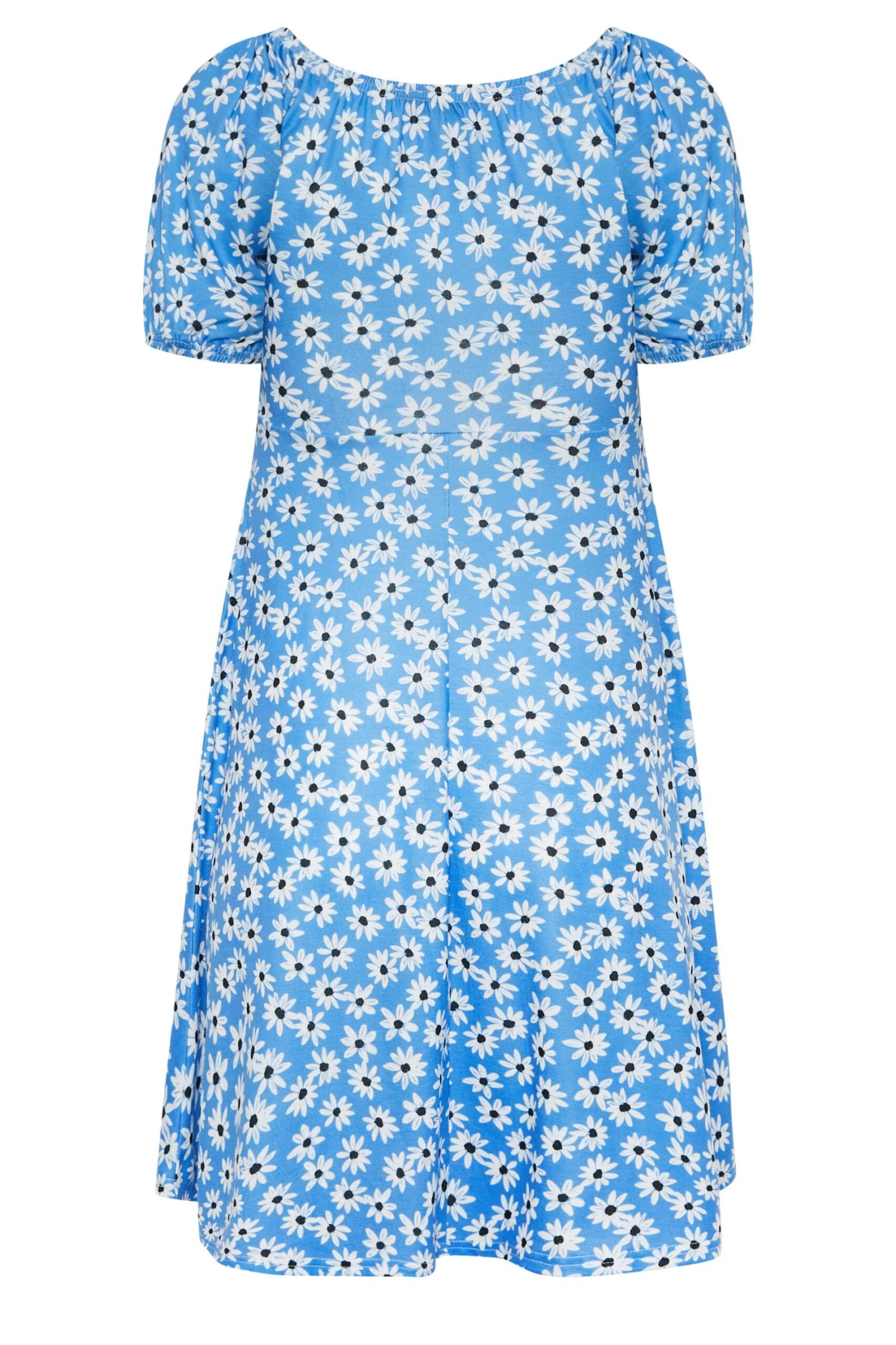 YOURS PETITE Curve Blue Daisy Print Ruched Front Dress 6 YOURS PETITE Curve Blue Daisy Print Ruched Front Dress - Image 6