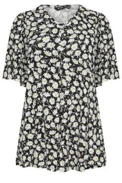 YOURS Curve Black Floral Ditsy Top -Saga Dresses Shop fd6f2d8a dd16 4d 320978 X