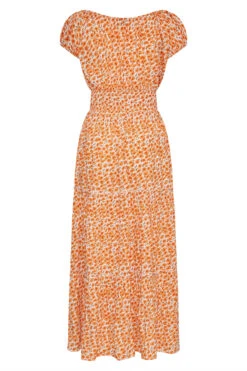 Curve Orange Floral Print Bardot Maxi Dress -Saga Dresses Shop fdb81afc ed62 46 137101 Y