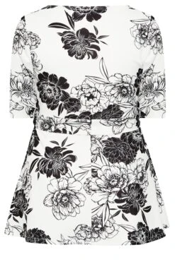 YOURS LONDON Curve White Floral Print Peplum Top -Saga Dresses Shop fe7ead25 3959 4e 162080 Y