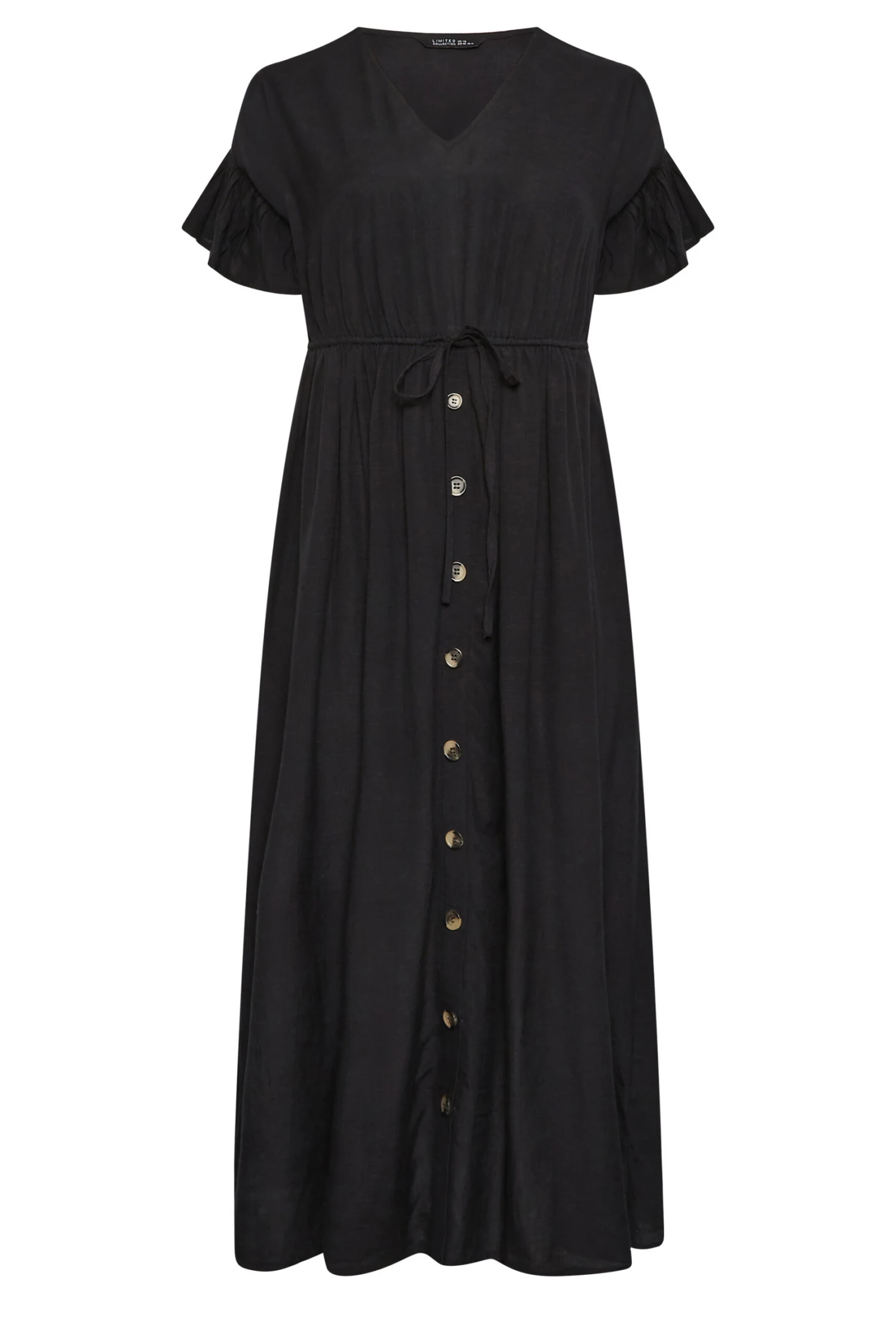 LIMITED COLLECTION Curve Black Frill Sleeve Cotton Maxi Dress 5 LIMITED COLLECTION Curve Black Frill Sleeve Cotton Maxi Dress - Image 5