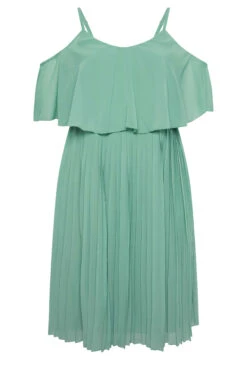 YOURS LONDON Curve Green Pleated Overlay Midi Dress -Saga Dresses Shop ff027593 58a8 4e 162119 X
