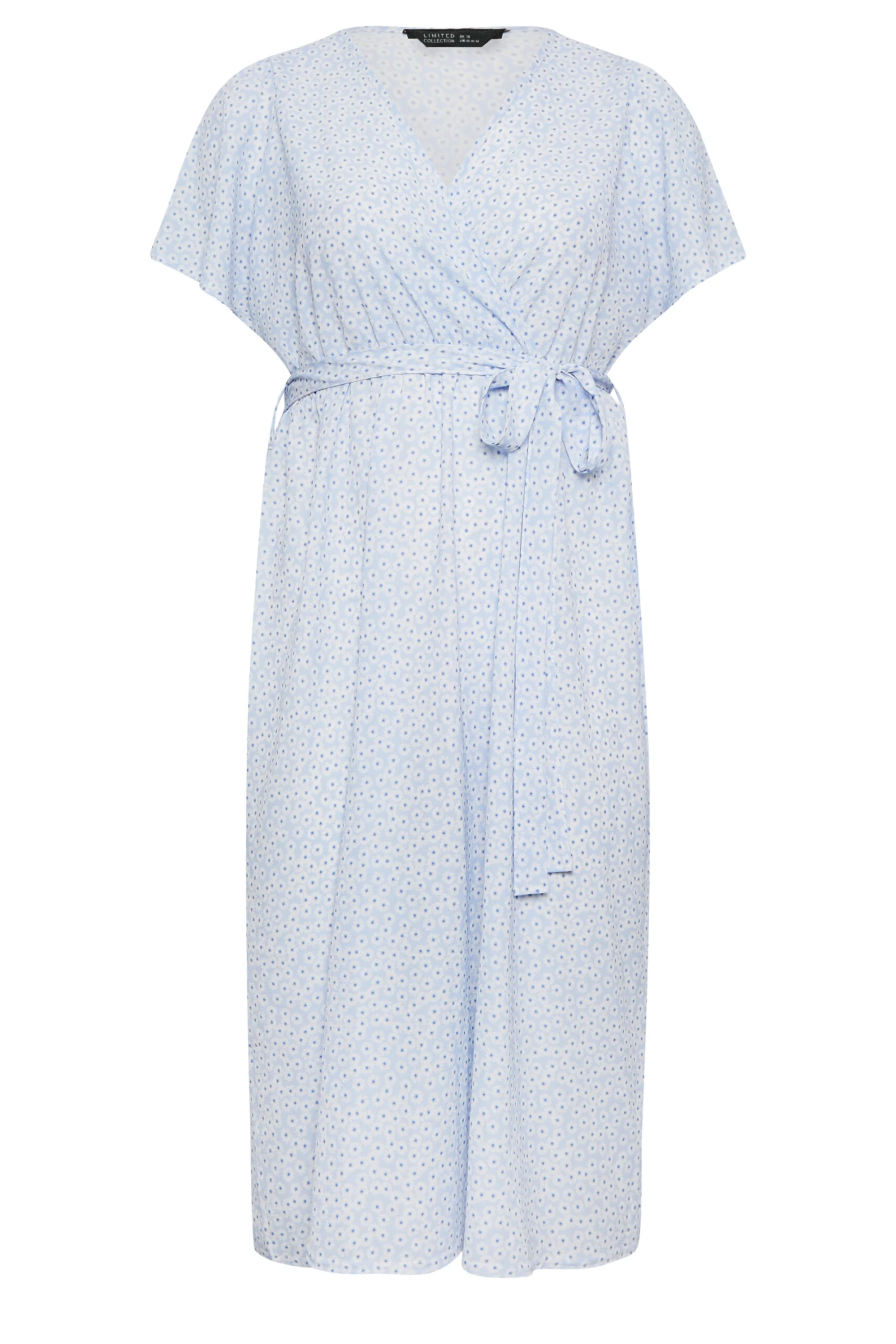 LIMITED COLLECTION Curve Blue Ditsy Floral Print Wrap Dress 5 LIMITED COLLECTION Curve Blue Ditsy Floral Print Wrap Dress - Image 5