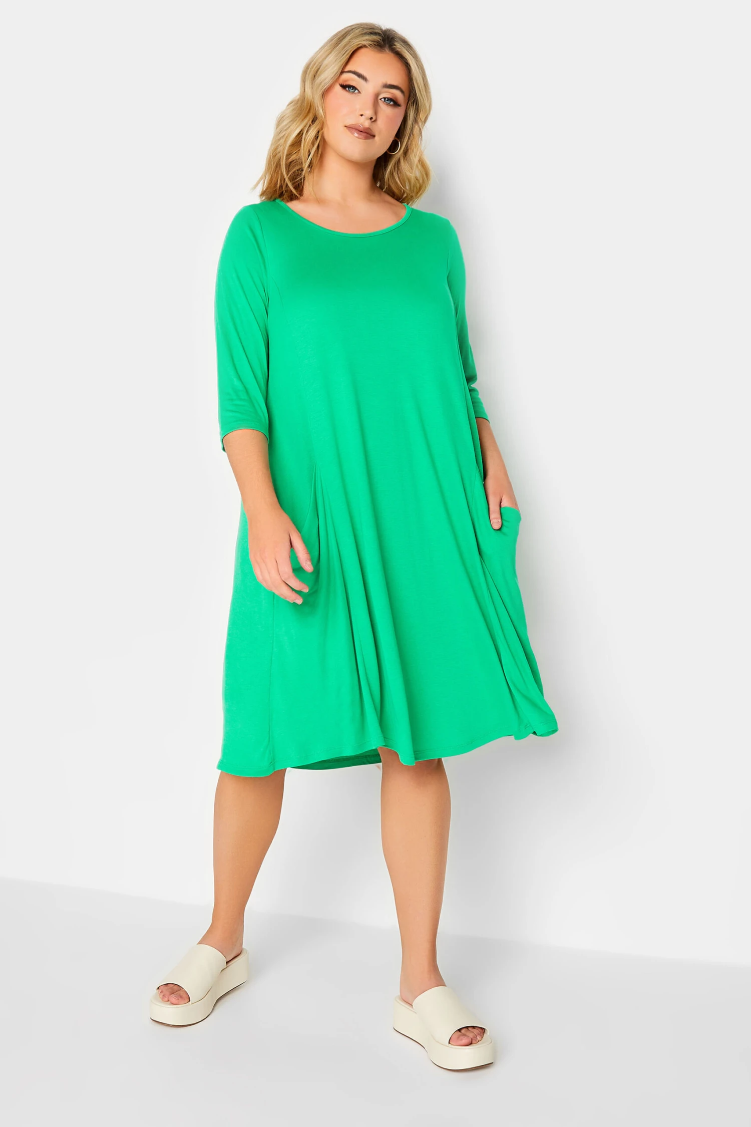 YOURS Curve Green Drape Pocket Dress 1 YOURS Curve Green Drape Pocket Dress